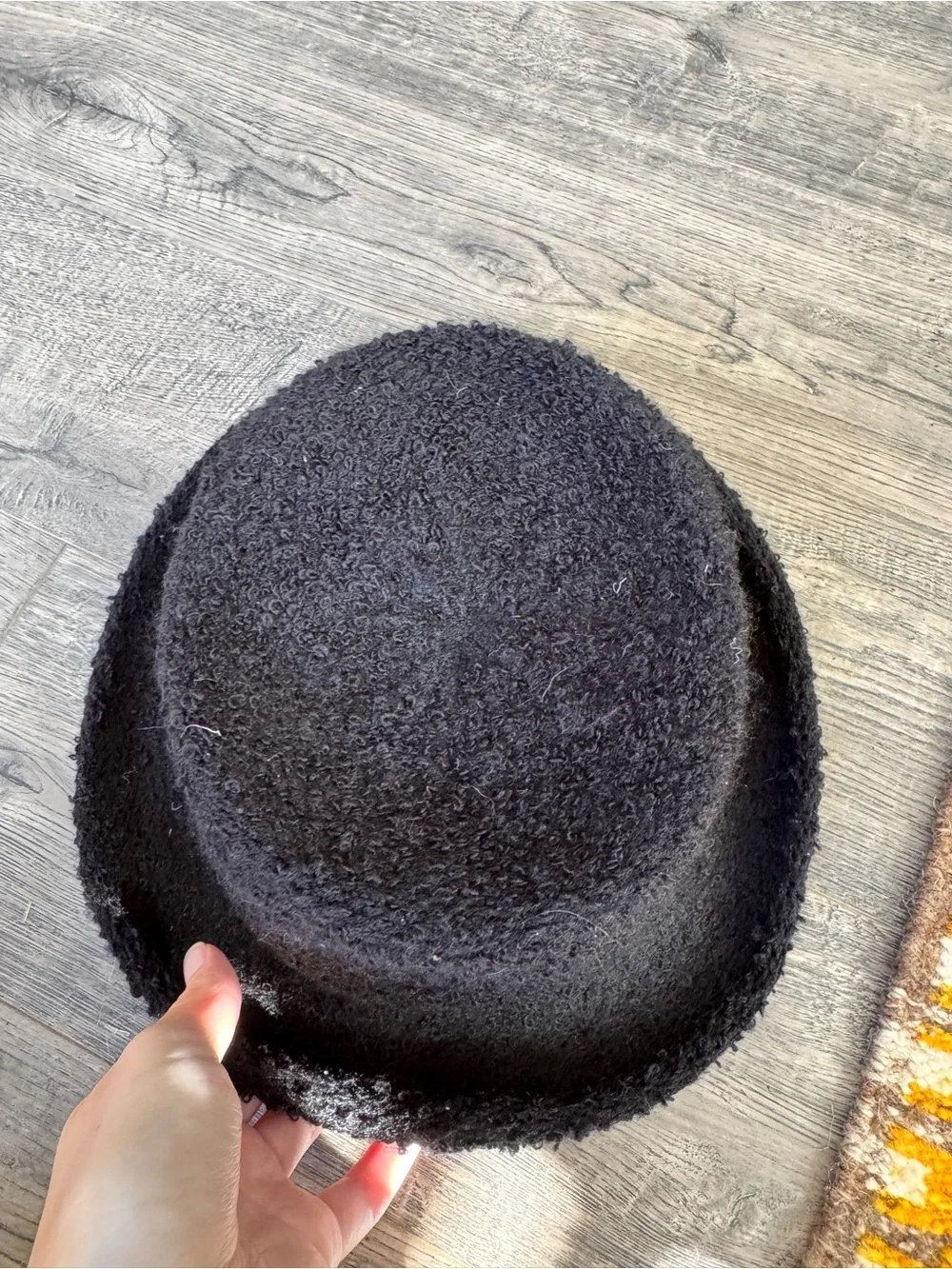 Liz Claiborne Wool Black Bouclé Knit Bucket Hat